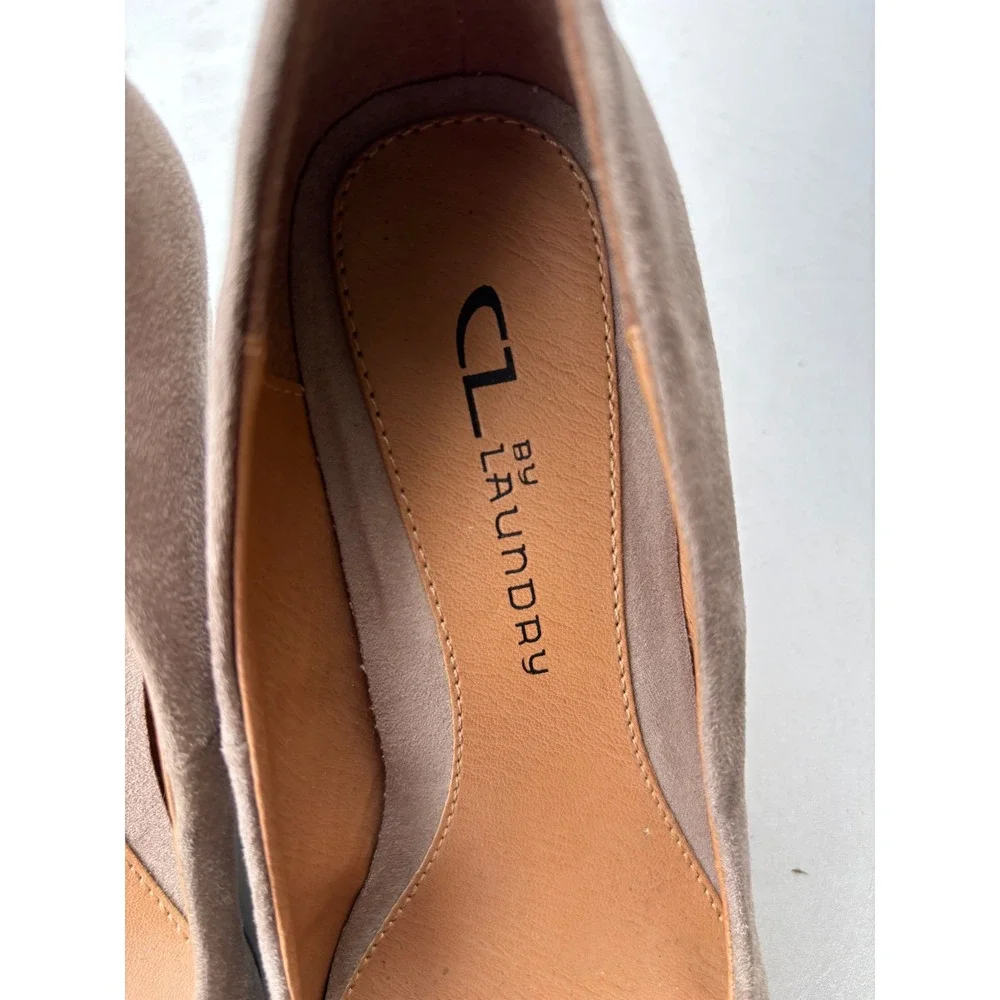 CL by Laundry Womens‎ Taupe Faux Suede Wedge Pumps Almond Toe Size 6M Business